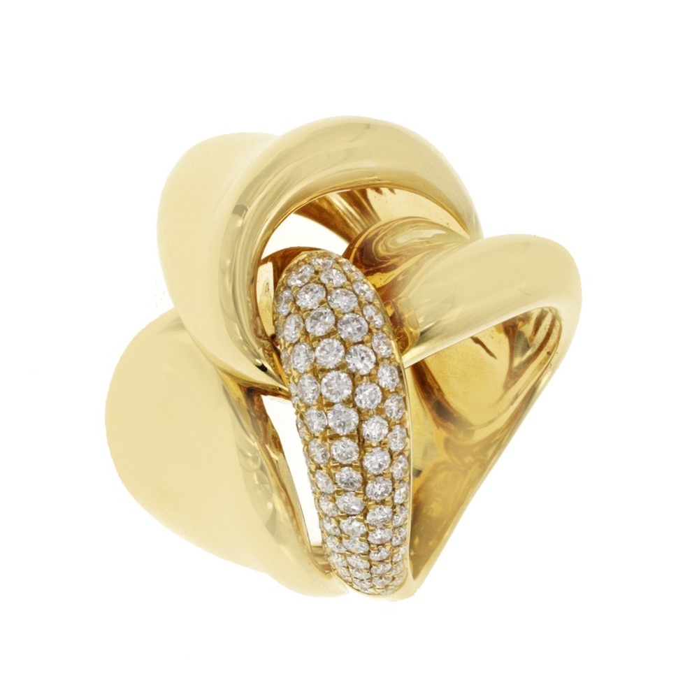 Fancy 18K Yellow  1.55 CT Diamond Large Twist Ring